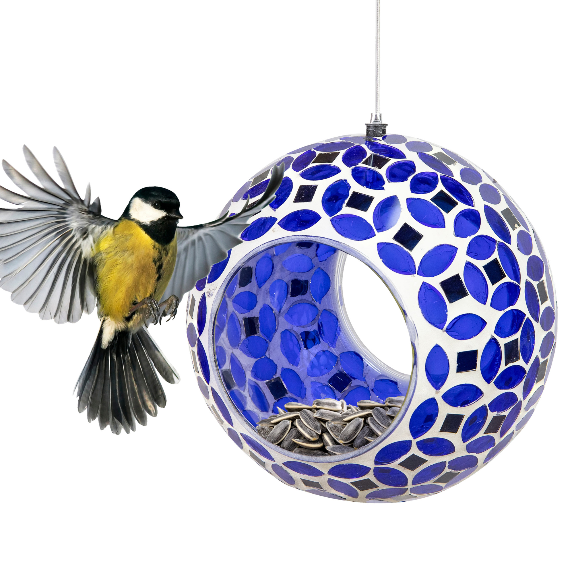 Sunnydaze Decor Lavender Mosaic Glass Hanging Bird Feeder — 6in., 1 Cup Capacity, Model# ZIB-8851